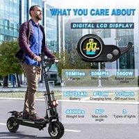 5600W Dual Motor Electric Scooter 60V 38.4AH Battery Top Speed 80KM/H 100KM Range 11 Inch Tire Folding E-Scooter For Adults