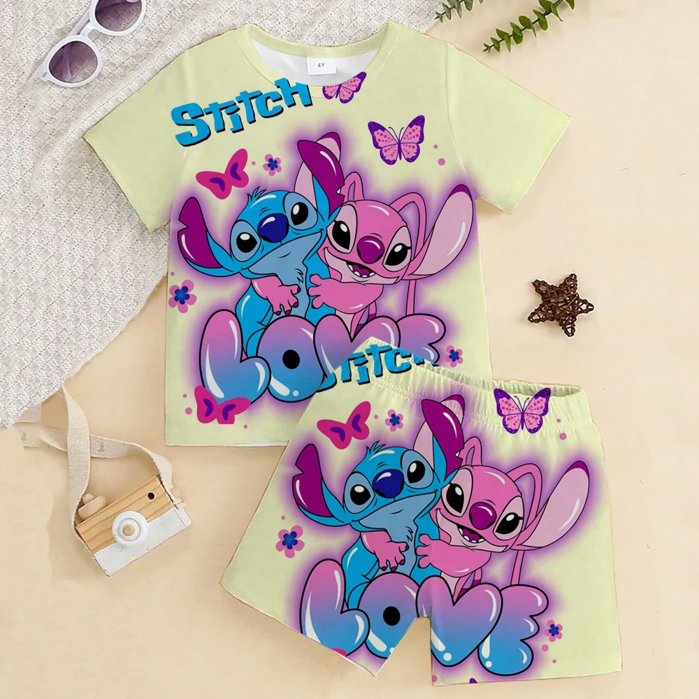 

Newest Stitch 3D Print Anime Cool Funny T-Shirt Suit Boys Short Sleeve Summer Tee+shorts Kid Fashion T-shirt Chilrden Suit