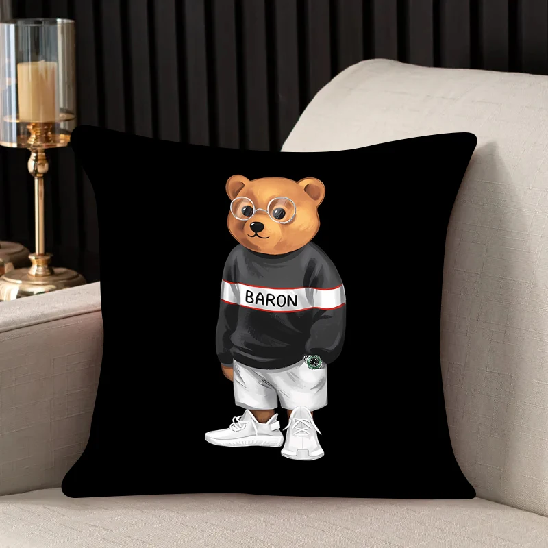 Pillow case Bear brand design Double-sided Printed Sofa Cushion Cover Headrest Backrest Chair Cushion Cover Fashion Custom Gift