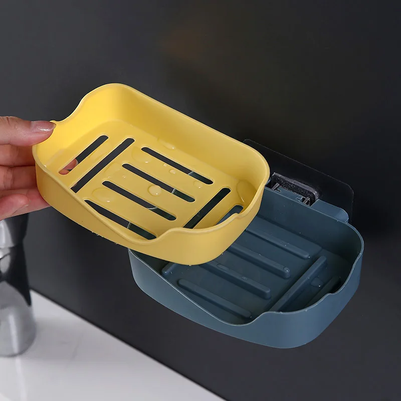 Bathroom Accessories Soaps Dishes Shower Soap Holder Wall Mount Drain Soap Dish Box Plastic Sponge Soaps Tray Kitchen Organizer