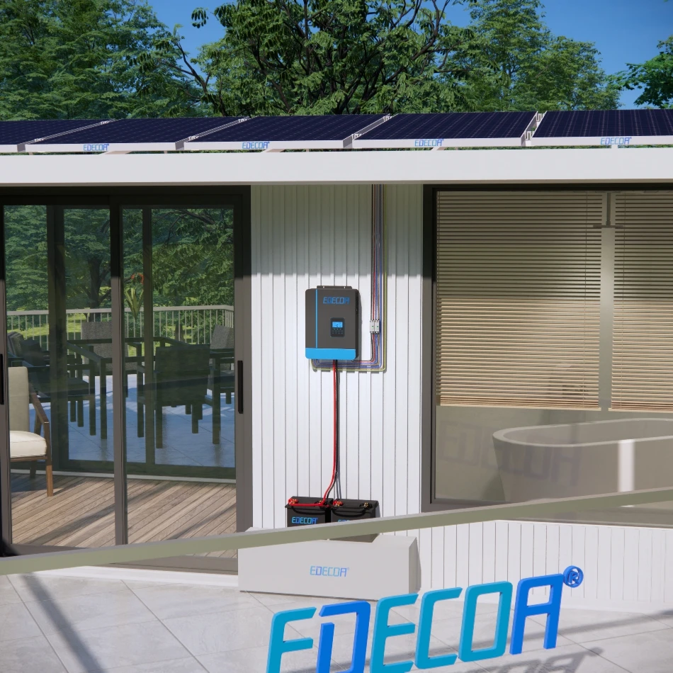 EDECOA 48V 6200W Solar Hybrid Inverter 48V to 220V 230V Off Grid Pure Sine Wave Inverter 6.2KW Compatible LiFePo4 Battery
