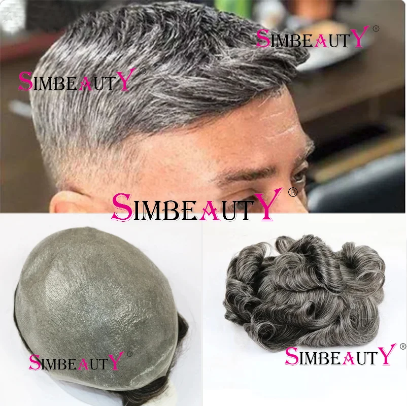 Invisible Natural Hairline 0.04mm Durable ultra-thin Full Skin Mens Toupee Brown Black Capillary prosthesis 100% human hair wig