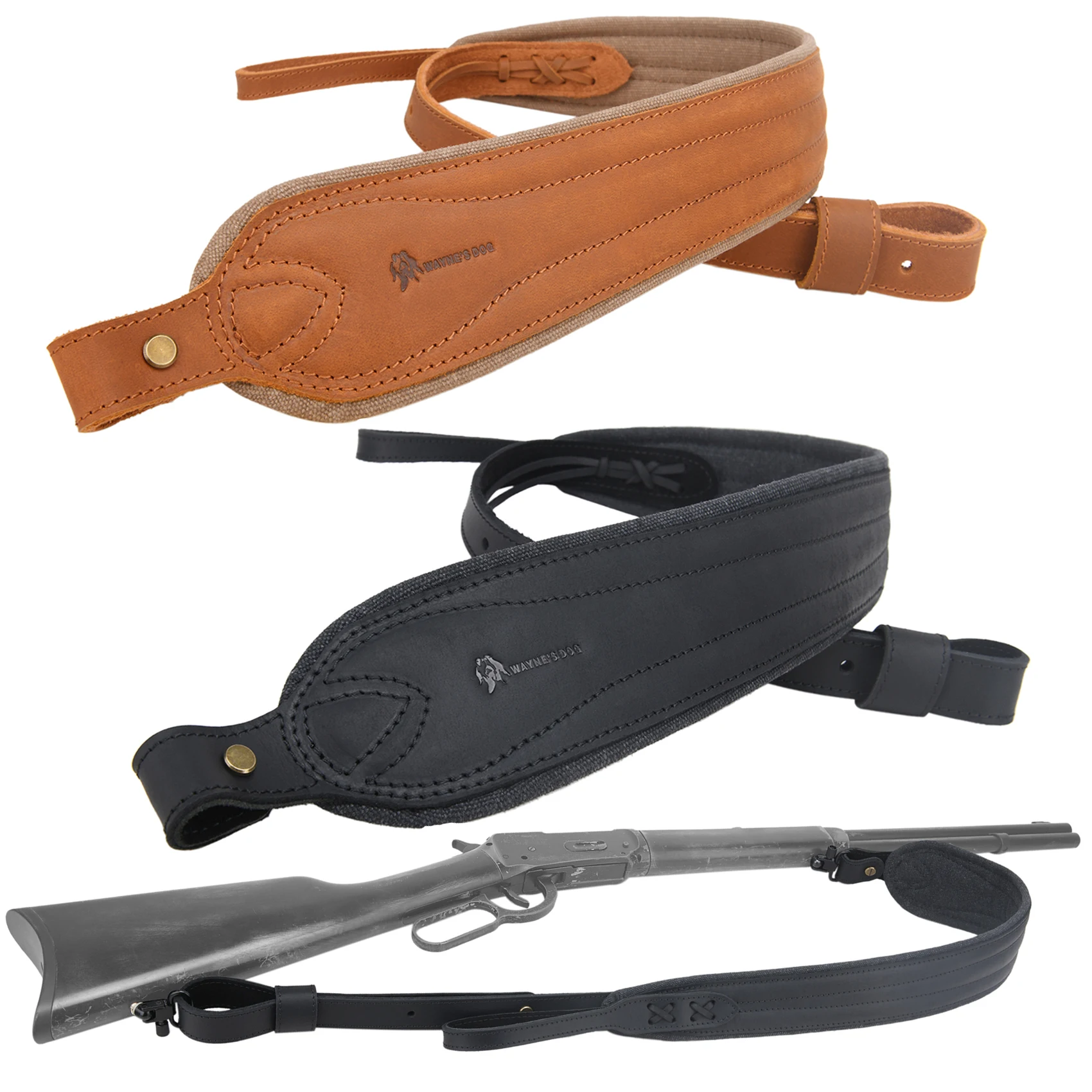 

Hunting Gun Accessories Leather Rifle Gun Sling Black/Brown Adjustable Shoulder Padded Shotgun Shooting Tactical Strap