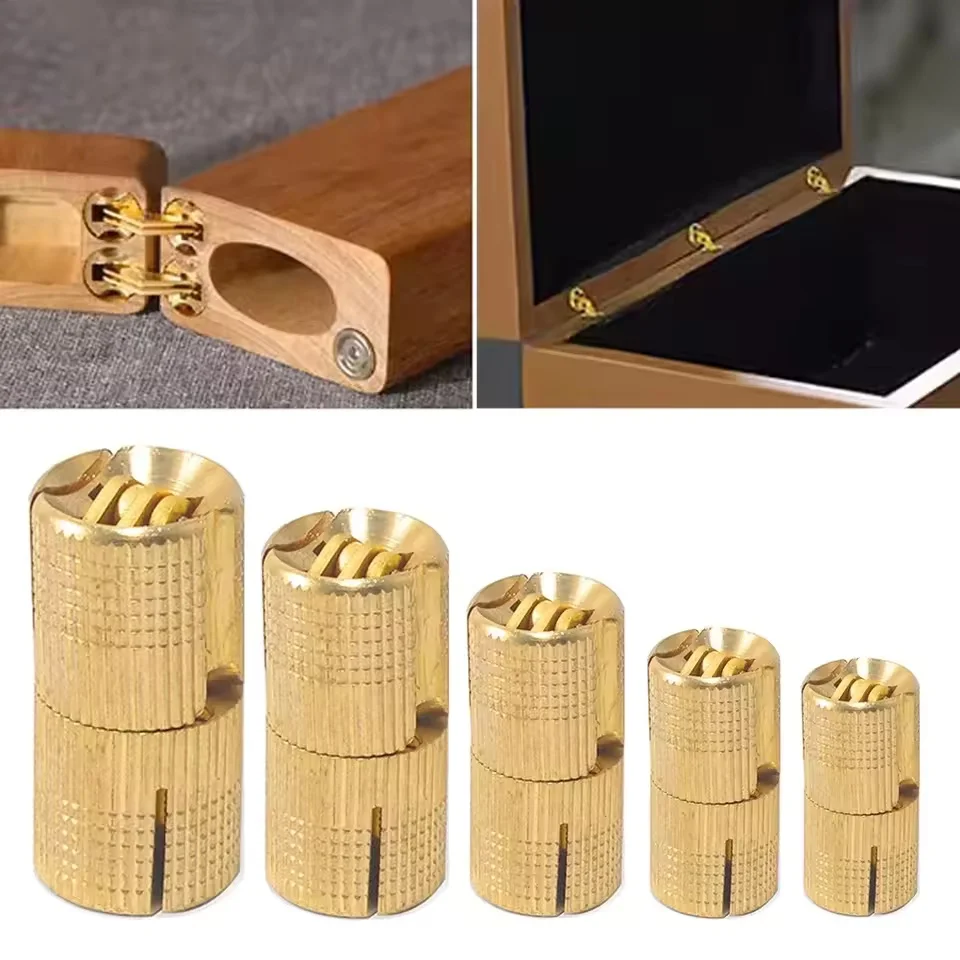 8-12mm Copper Barrel Hinges Concealed Cabinet Hidden Invisible Brass Door Hinges For Furniture Hardware Gift Box
