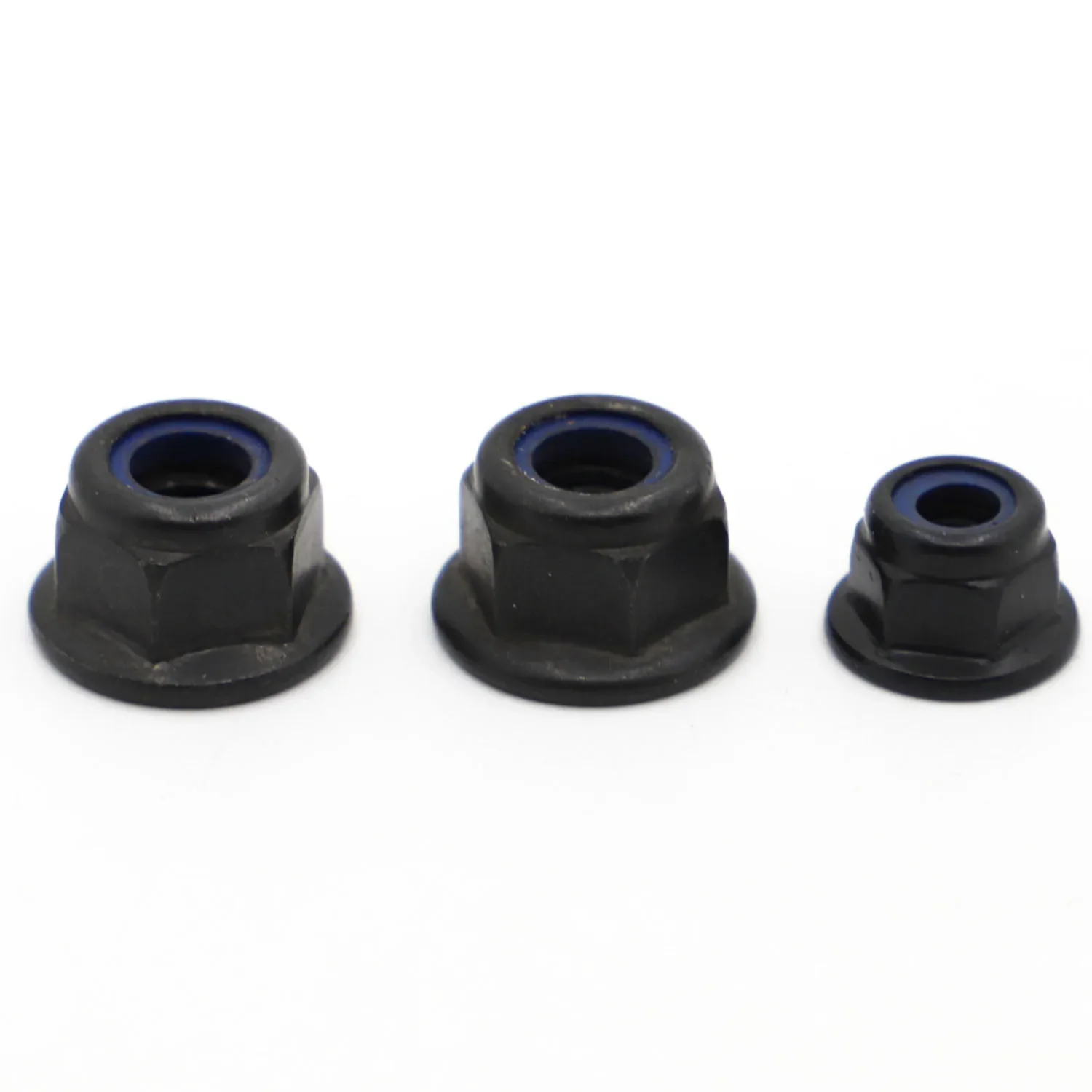10pcs Black Zinc-Plated Carbon Steel Hex Hexagon Flange Nylon Insert Lock Nut M3 M4 M5 M6 M8 Self-locking Nylock Locknut