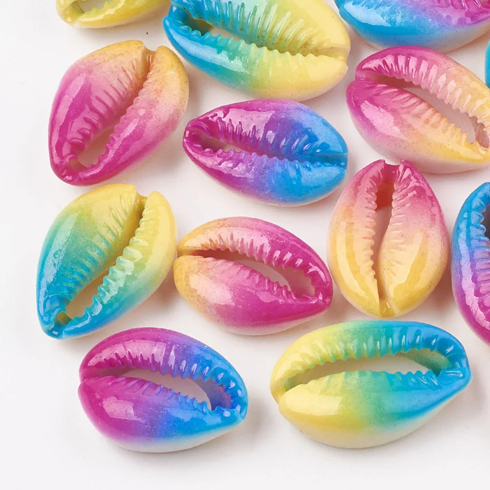

10Pcs Painted Gradient Shell Pendant No Hole Natural Material DIY Jewelry Making Craft for Women Elegant Lightweight Dangler