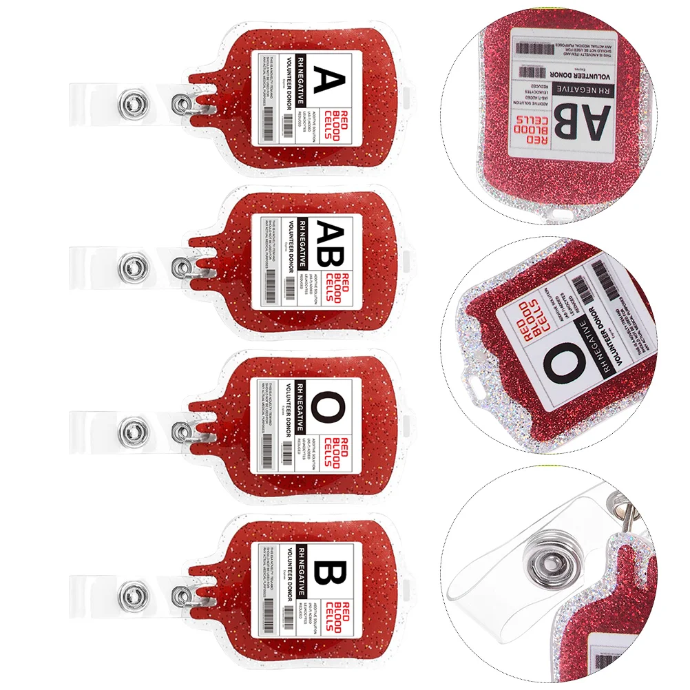 

4 PCS Easy-to-pull Badge Reel Medical Assistant Glitter Identification Tags Nursing Student Reels Hospital