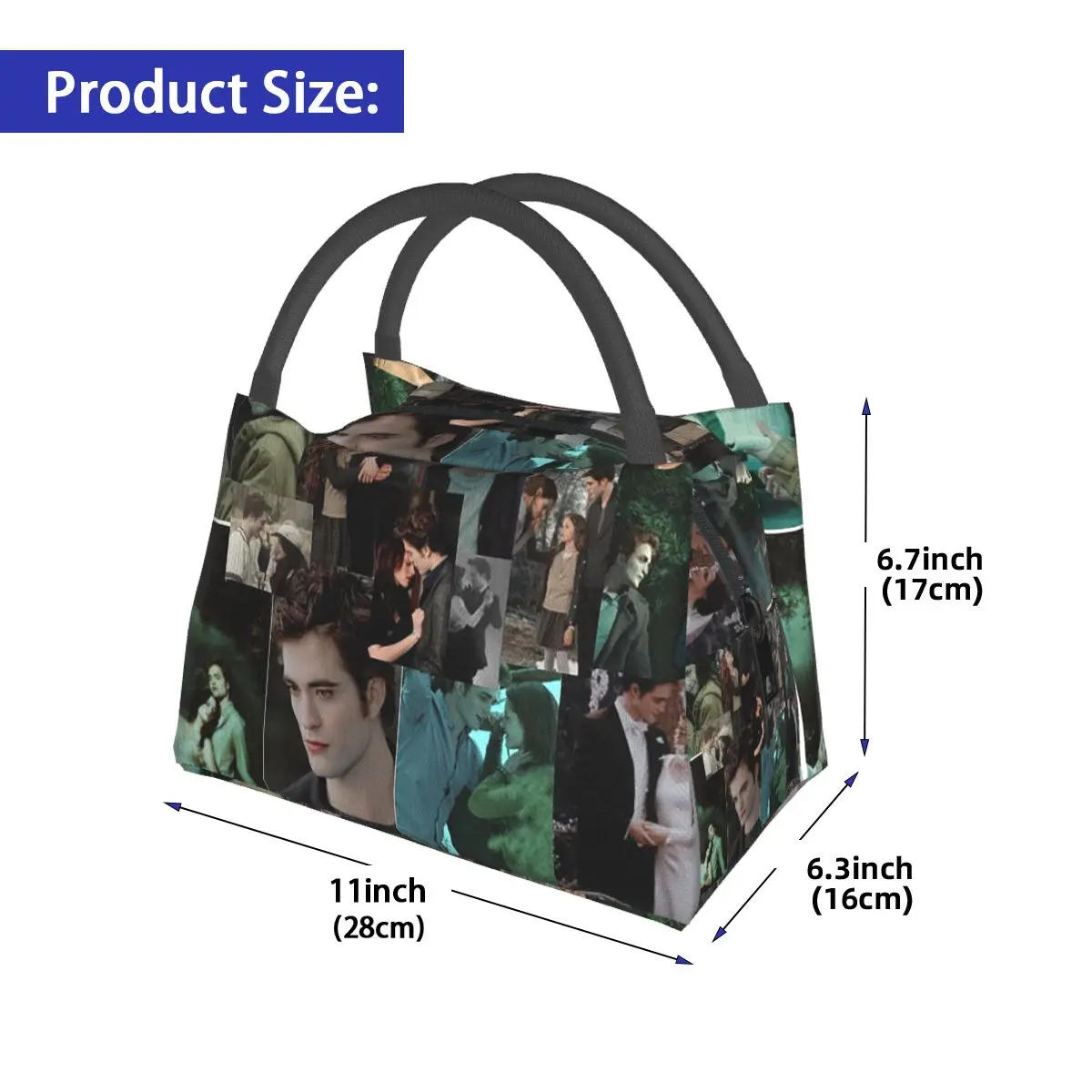 Edward Cullen Twilight Insulated Lunch Bag for Women Children Portable Food Boxes Thermal Lunch Box Tote