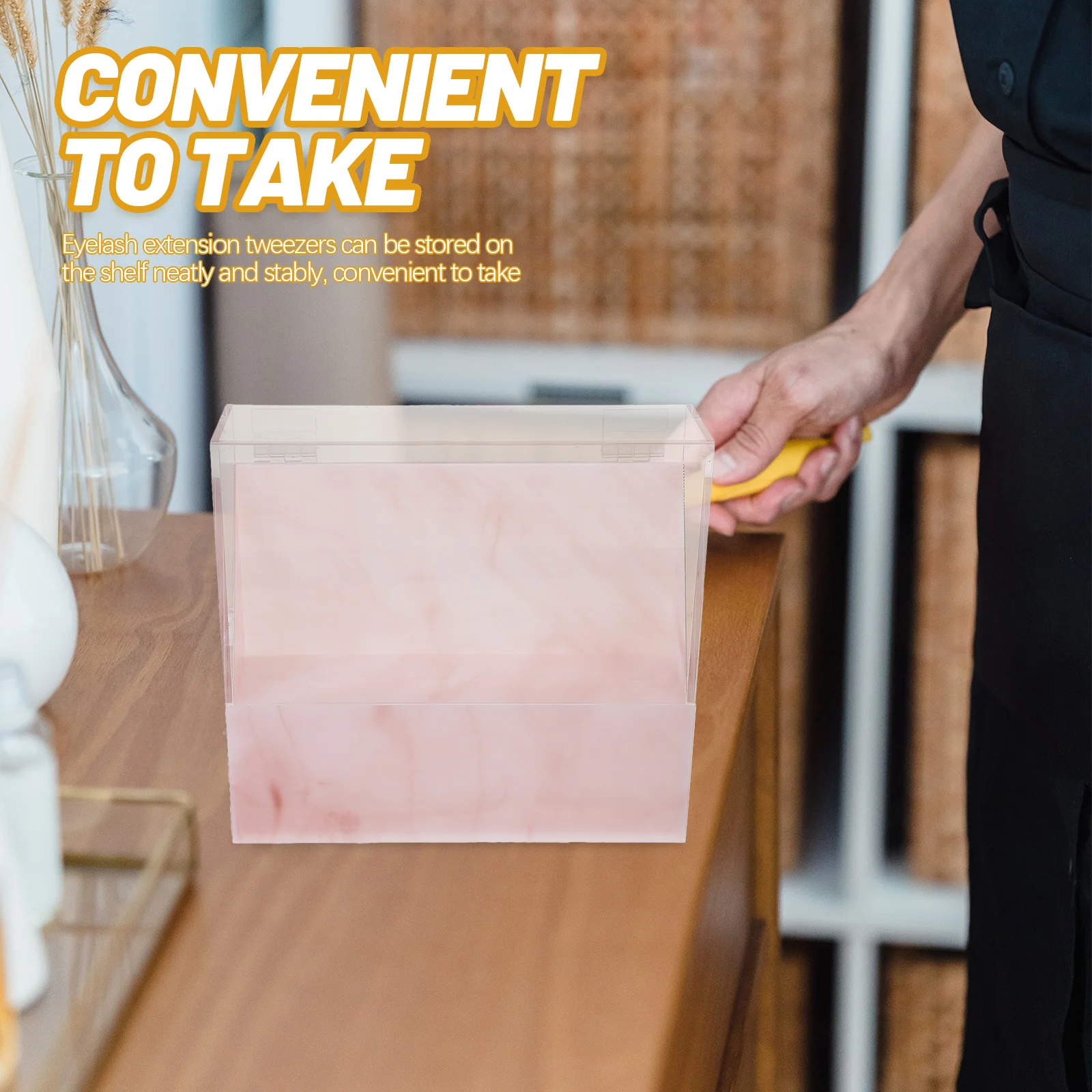 ماكياج أداة الحاويات الاكريليك الملقط صندوق تخزين ل رمش تمديد حامل رف صالون تجميل المنظم حقيبة للتخزين