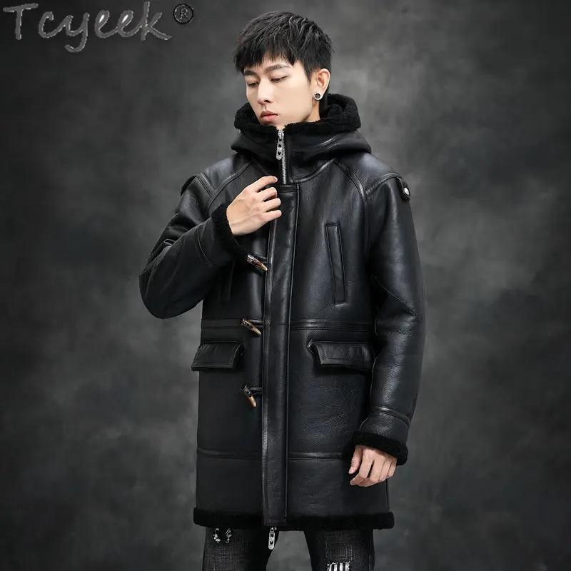 

Tcyeek Mid-length Real Fur Coat Man Winter Warm Natural Fur Coats Genuine Sheepskin Jacket Men Clothes Chaquetas Hombre Tide LM