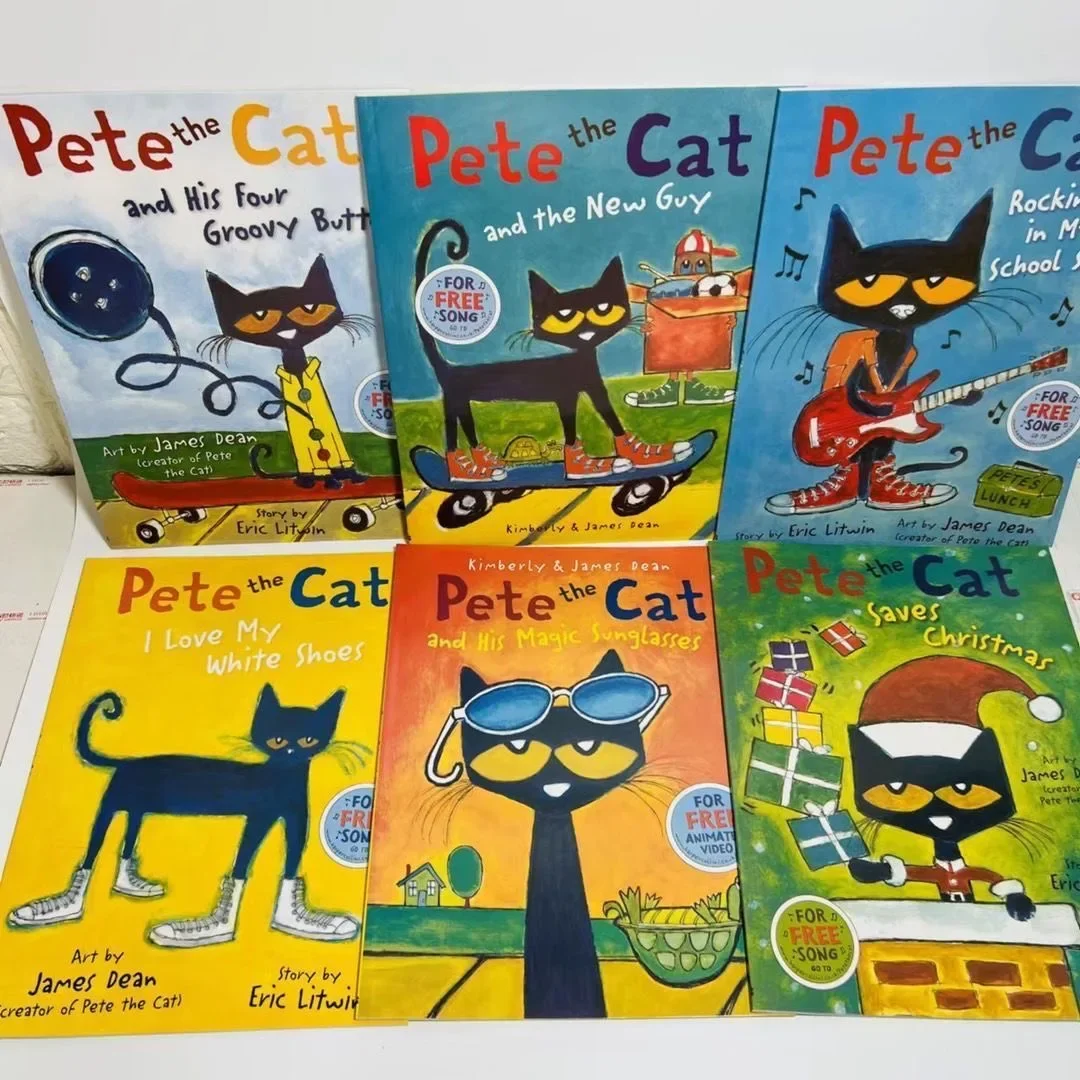 6 Books Pete The Cat Picture Book Children's English Story Book