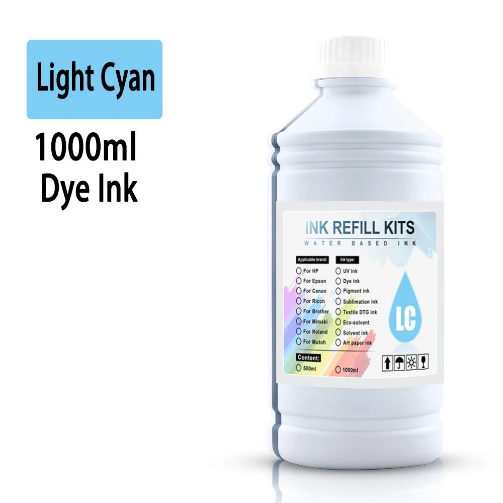 1000 مللي 1 كجم لتر أسود C M Y عبوة مجموعة الحبر القائمة على الصبغ لاستبدال إبسون كانون HP Brother Lexmark سامسونج ديل النافثة للحبر #4
