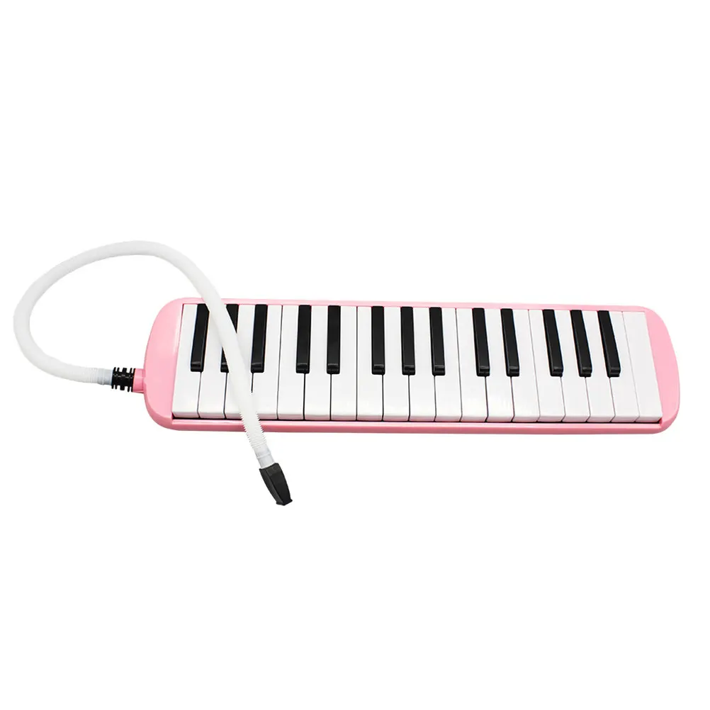 32 Keys Pink Pianica Melodica Musical Instrument Lightweight Portable Easy Play for Kids Beginners with Storage Bag Comfortable