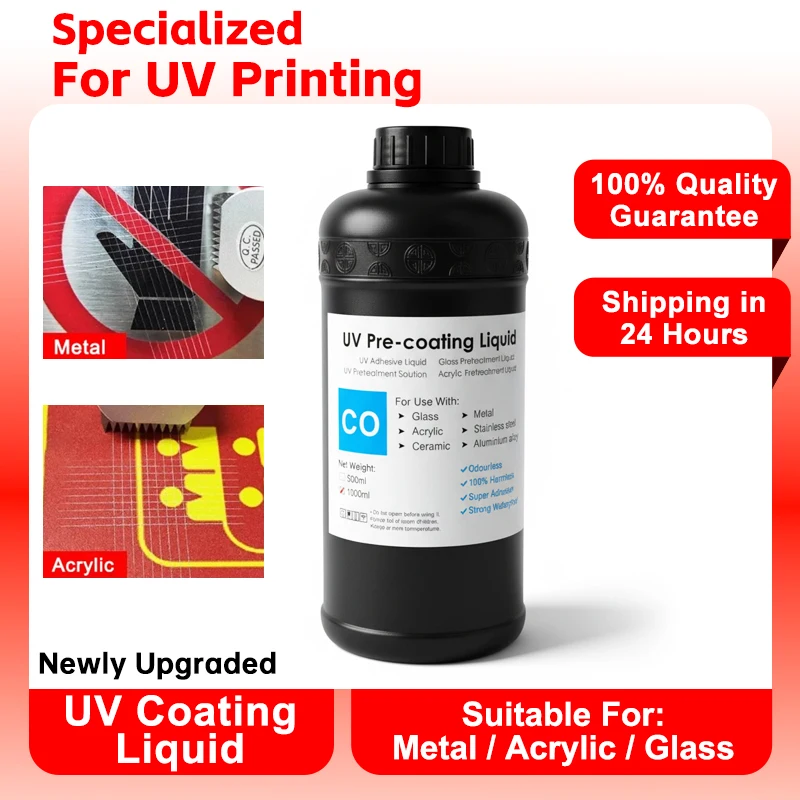 1000ML UV Pre-Coating Primer For UV Flatbed Printer Curing Ink For Printing On Glass Ceramic and Acrylic Metal UV Coating Liquid