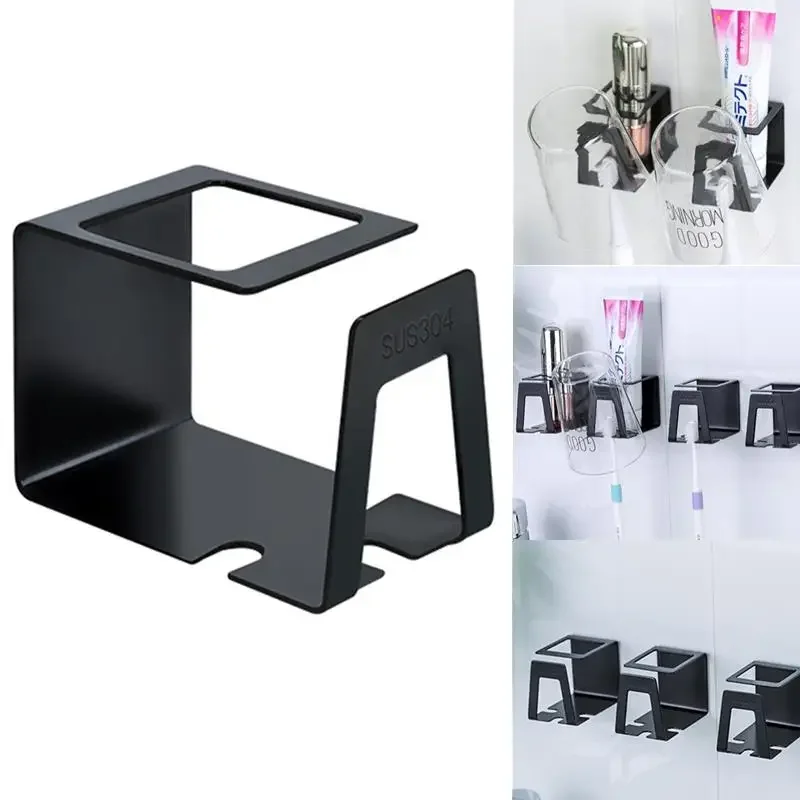 

Self-adhesive Wall Mount Stainless Steel Toothbrush Holder Punch-free Toothpaste Organizer Mouthwash Cup Stand Bathroom Tools