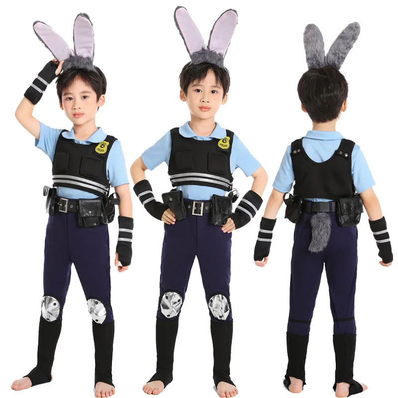 Kids Judy Cosplay Anime Fantasia Costume for Boys Girls Uniform Cute Headband Roleplay Outfits Halloween Carnival Party Suits view 5