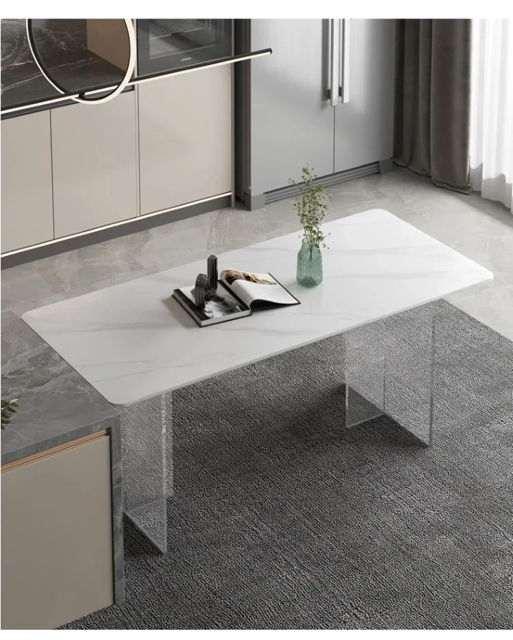 Acrylic rock slab dining table suspension feeling small apartment modern simple transparent restaurant