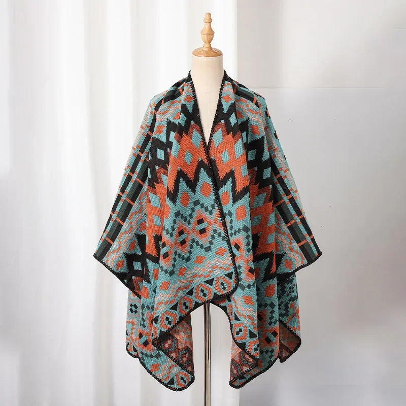 

Autumn and Winter New Hooded Cape Shawl Warm Men's Hot Selling Split Cape Travel Driving Multi-purpose take photo Poncho Cloak P