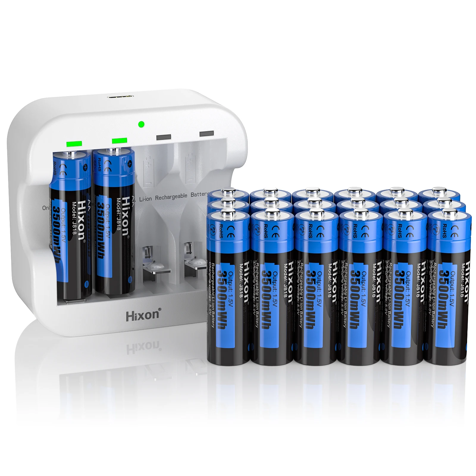 

1.5V 3500mWh AA Rechargeable Lithium Batteries 4 Slot Charger, Output 1200 Cycles Large Quantities, Direct Shipping,Brand New