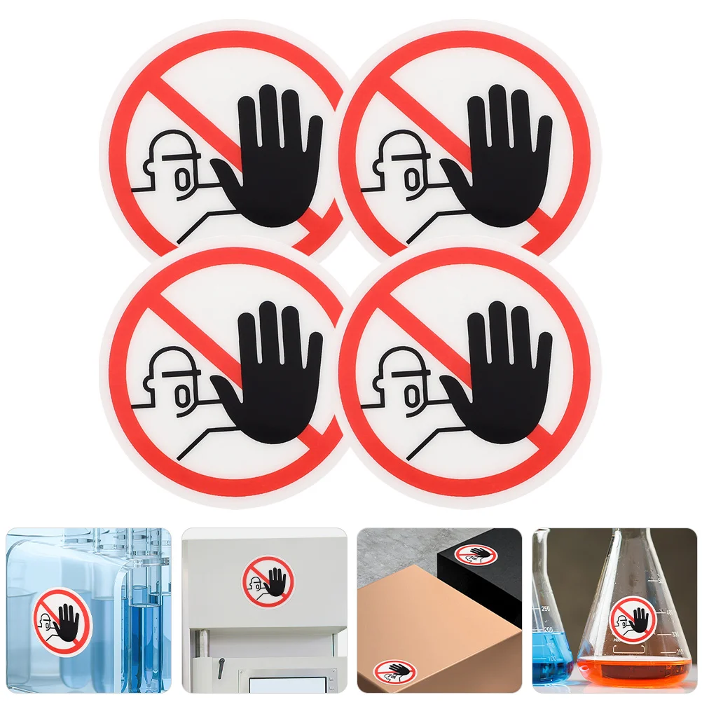 4 قطعة ملصقات علامة التحذير ملصقات السلامة لا تلمس رمز لاصق بولي كلوريد الفينيل آلة مقاومة للماء جدار الصلب الزجاج استخدام المرور #1