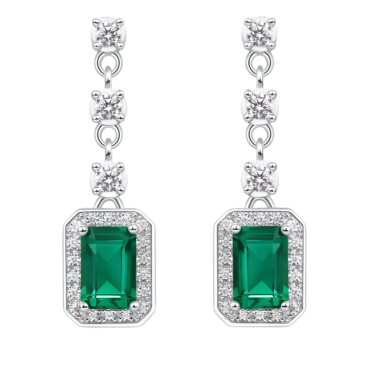 

New Personalized Fashion Cultivation Emerald Earrings, High-end 18K Gold PT950 Platinum Silver Plated 7-layer Gold Earrings