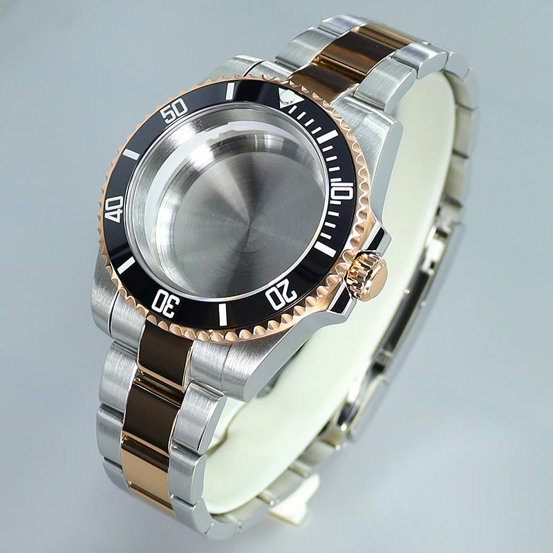

40MM For NH35 NH36 NH34 NH70 Miyota8215 2824 Movt SUB GMT Stainless Steel Watch Cases jubilee Strap Slide Buckle Sapphire Glass