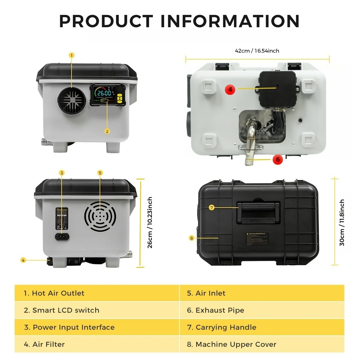 8kW ディーゼルエアヒーター 12V/24V/220V Bluetooth搭載