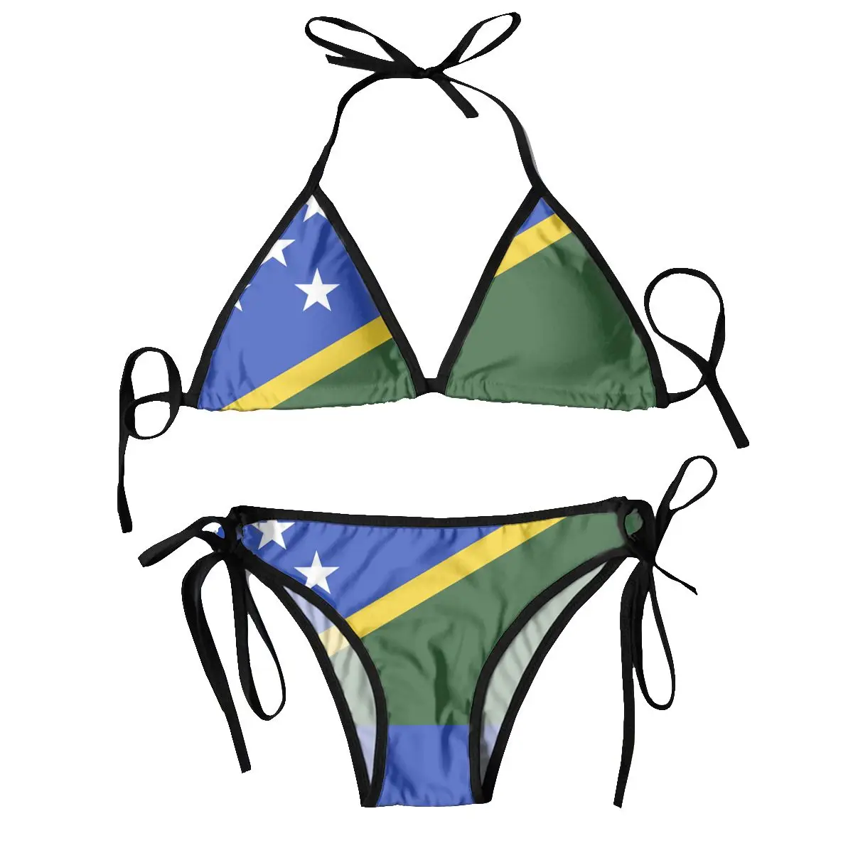 

Womens Swimwear Two Piece Vacation Outfits 2024 Bikinis Sets Solomon Islands Flag