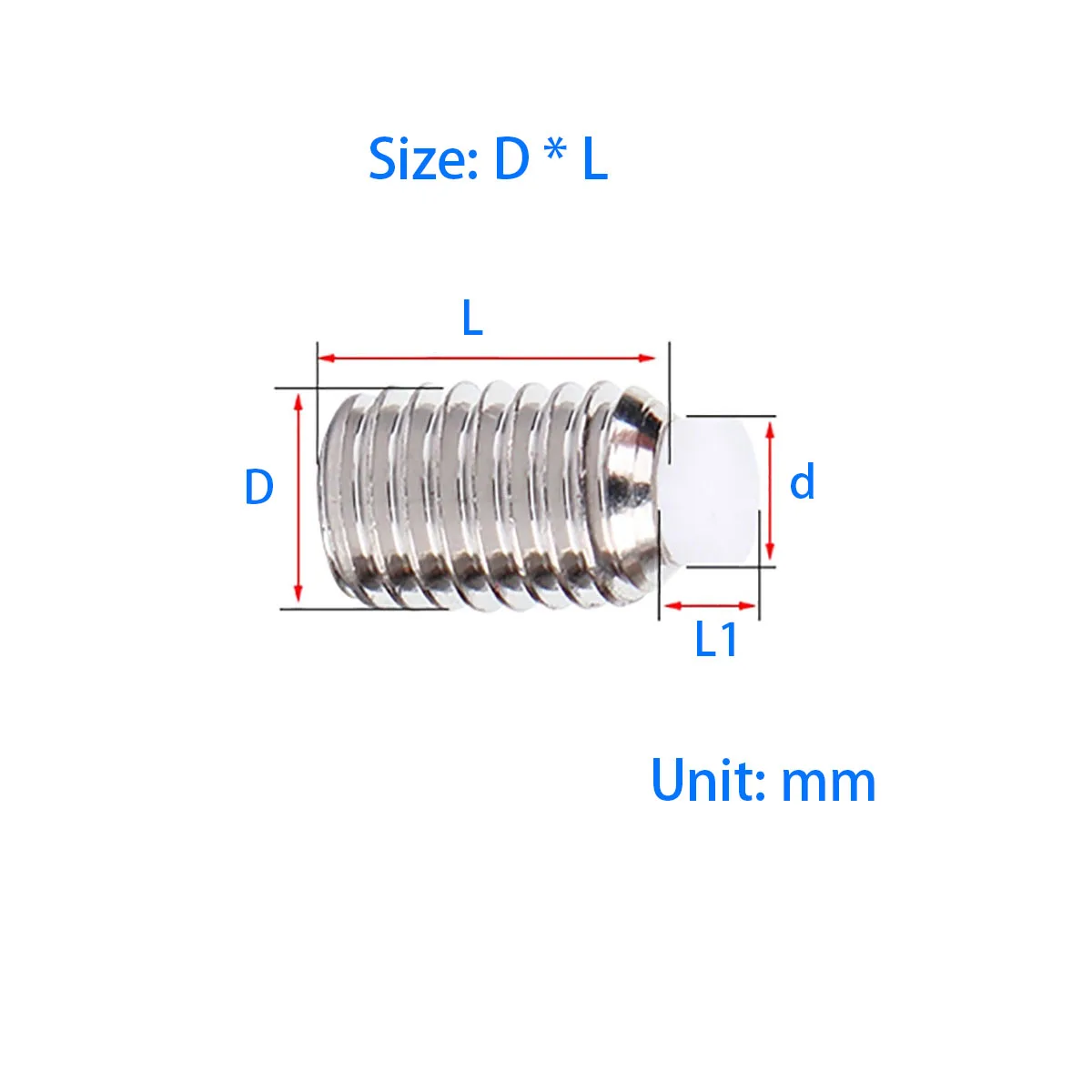 304 Stainless Steel Hexagonal Plastic Claw Shaped Protruding Headless Fixing Screw M2 M2.5 M3 M4 M5 M6 M8 M10 M12M16