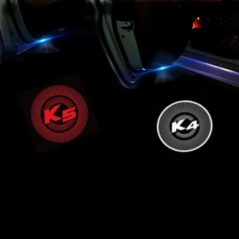 2pcs For KIA K2 K3 K4 K5 KX5 SORENTO Logo Car Door HD LED Lamp Infrared Sensing Projector Courtesy Welcome Light