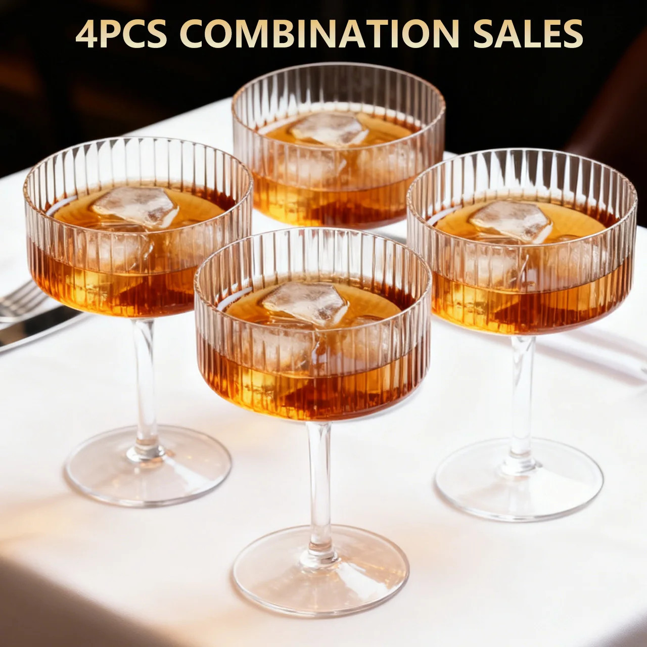 4 vasos de plástico con forma de cola de gallo, copas de champán, copas de martini, copas texturizadas | Adecuado para Roostertails, Champagne, Postres