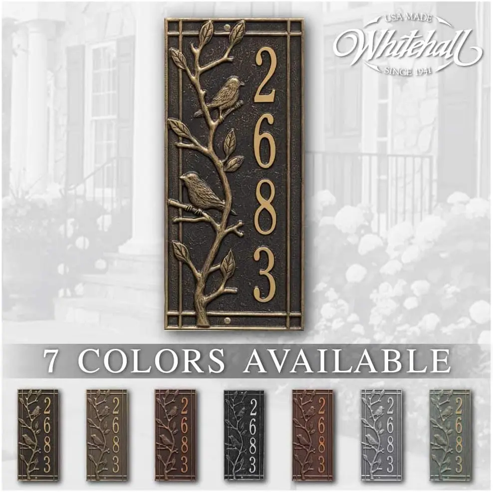 Custom Metal Address Plaque Vertical Wall Mounted House Number Street Name Sign