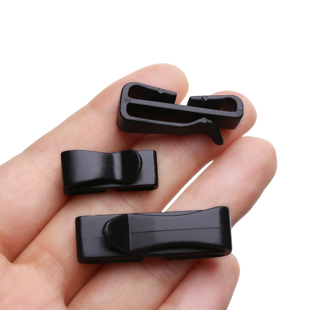 10 Pcs/Pack Quick Slip Keeper Buckle End Clip Slider Black For Molle Tactical Backpack Adjusting Strap Webbing 15-50mm