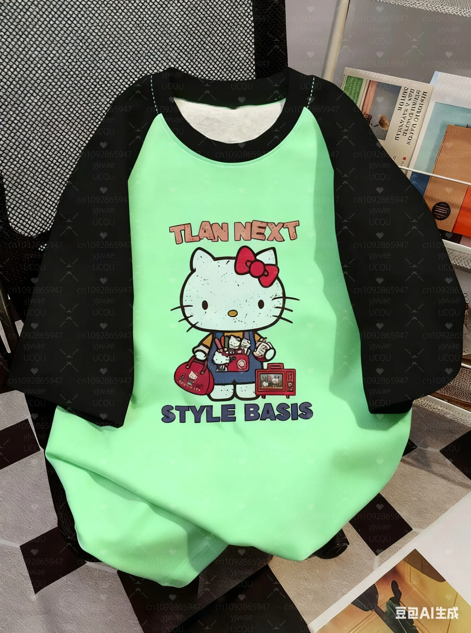 2025 حار بيع المرأة مرحبا كيتي طباعة خفيفة الوزن تنفس الخامس الرقبة قصيرة الأكمام تي شيرت المرأة تي شيرت المرأة جيرسي تي شيرت #2