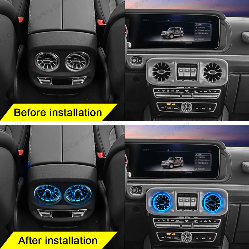 8/64 Colour LED Ambient Light For Mercedes Benz W463 W463A G63 G550 G500 2019+ Car Back Turbine Air Outlet Nozzle Backrest Light view 5
