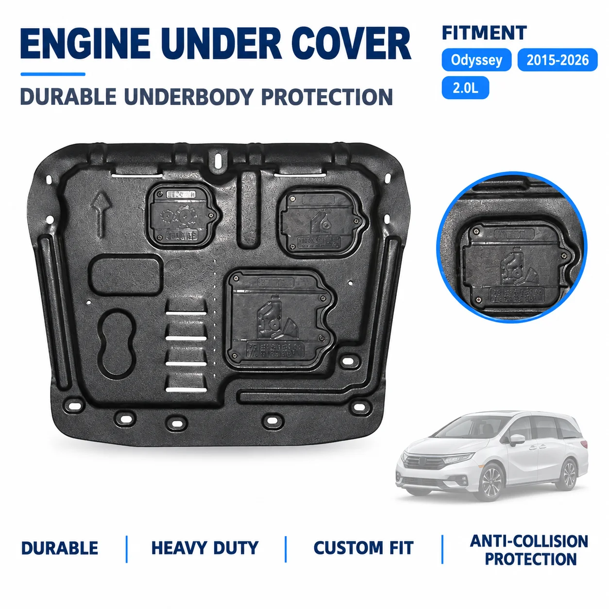 Heavy Duty Under Engine Guard Fit For Honda New Odyssey 2015-2026 2.0L Custom Fit Anti Collision Design Underbody Protection