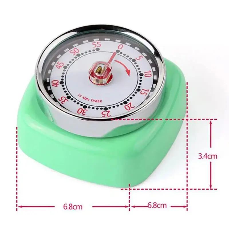 Kitchen Timer 60 Minute Timing Magnetic Countdown Timer Reminder Metal Mechanical Timer Management for Home Baking Cooking