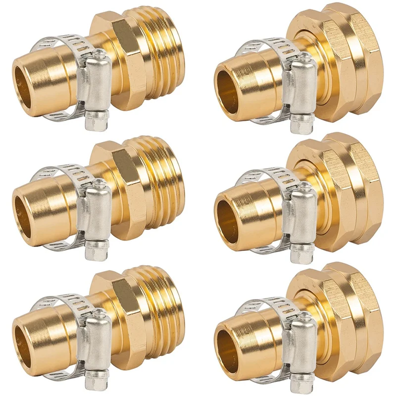 

3Sets Garden Hose Repair Connector,Claps Female&Male Garden Hose Fittings for 3/4in & 5/8in Metal Garden Hose Repair Kit