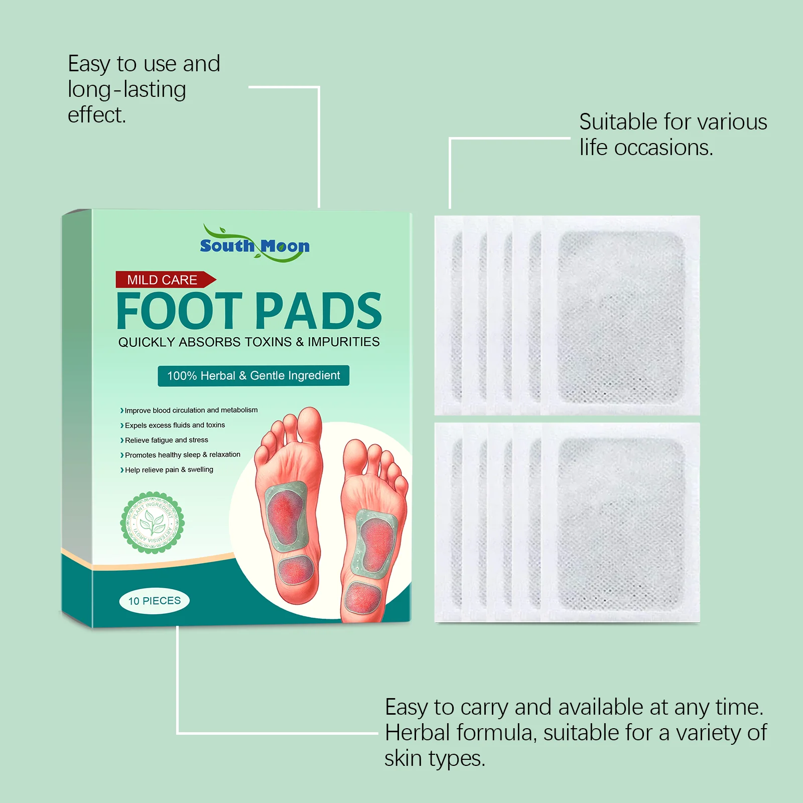Natural Detoxification Foot Patch Promote Metabolism Eliminate Fatigue Promote Blood Circulation Foot Care Pressure Relief Patch