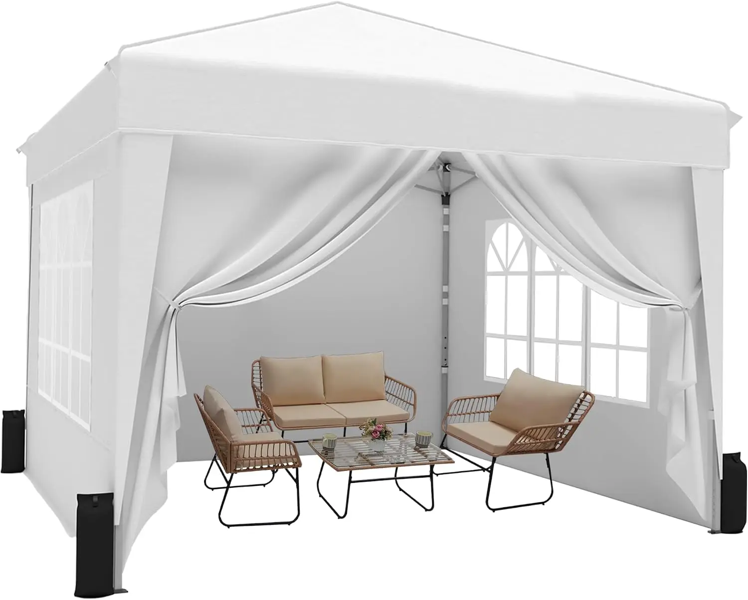 10x10 Pop Up Canopy Tent, One Push One Person Setup, White, Customized