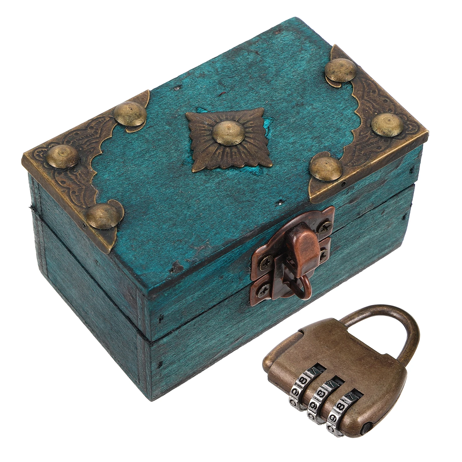 

Retro Jewelry Storage Box Necklace Wood Case with Cover Chest Wooden Handheld Vintage Treasure