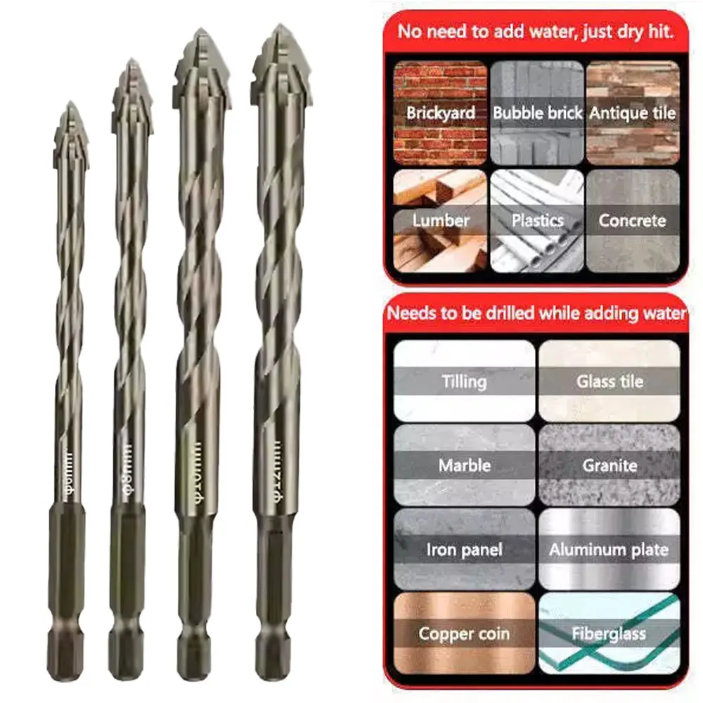 New Four-Flute Sawtooth Eccentric Drill Bit  Professional Carpentry Tools For Glass Ceramic Concrete Brick Metal Drill Bit Set