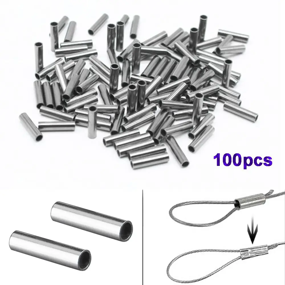 Round Copper Alloy Fishing Wire Pipe Fishing Line Tube Crimp Sleeves Connector Tackle Tools