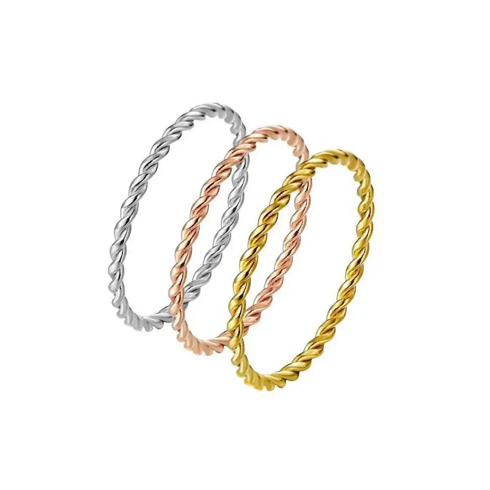 Fashion Slim Three circle Hemp flowers Stainless Steel Finger Rings for Women Men Wholesale Jewelry