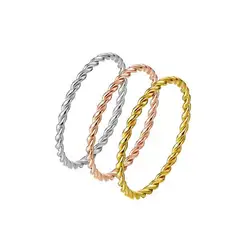 Fashion Slim Three circle Hemp flowers Stainless Steel Finger Rings for Women Men Wholesale Jewelry
