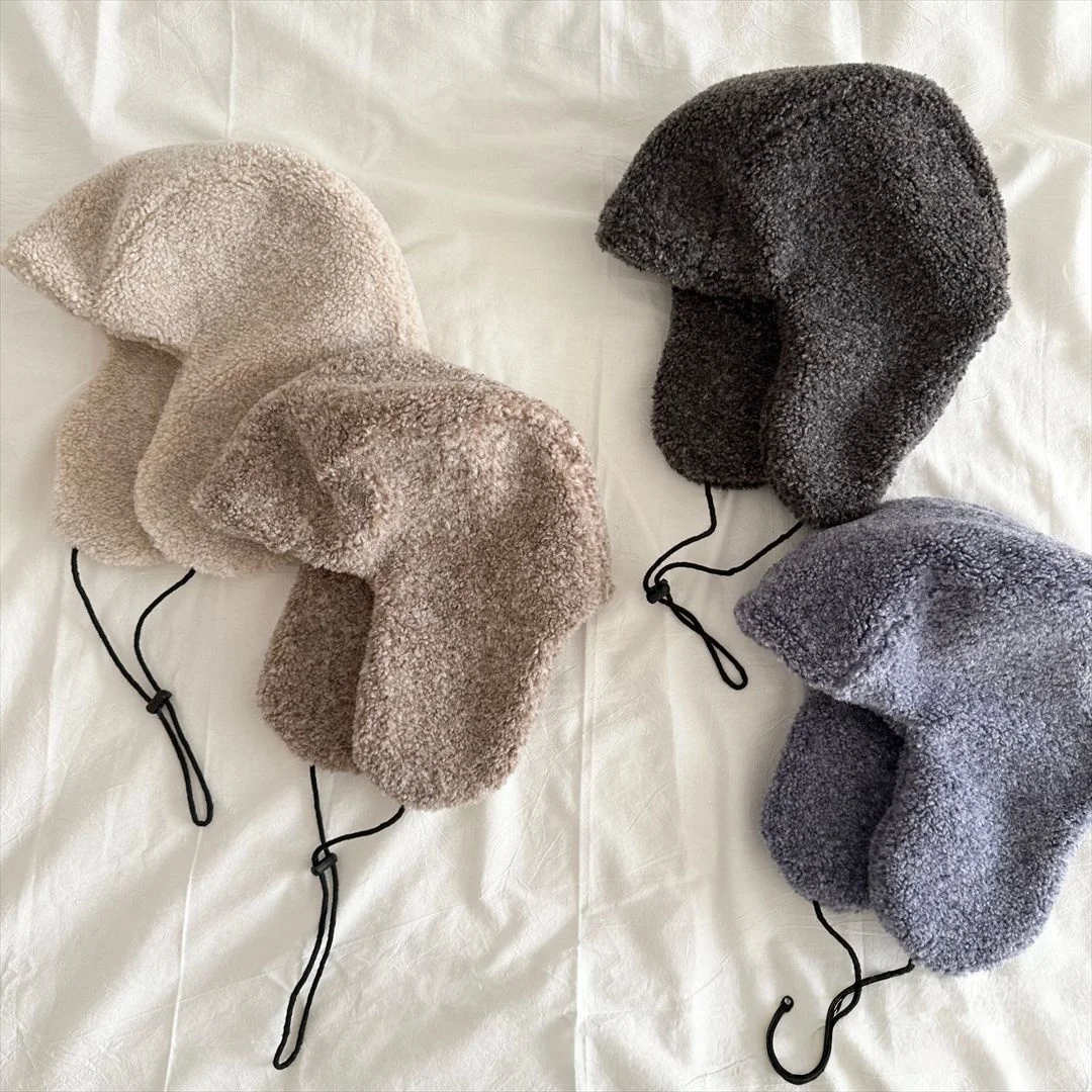 2025 Nuovo Cappello per bambini Peluche Addensato Antivento Paraorecchie Berretto Inverno Caldo Fodera in Pile Coulisse Regolabile per Baby Boy Girl