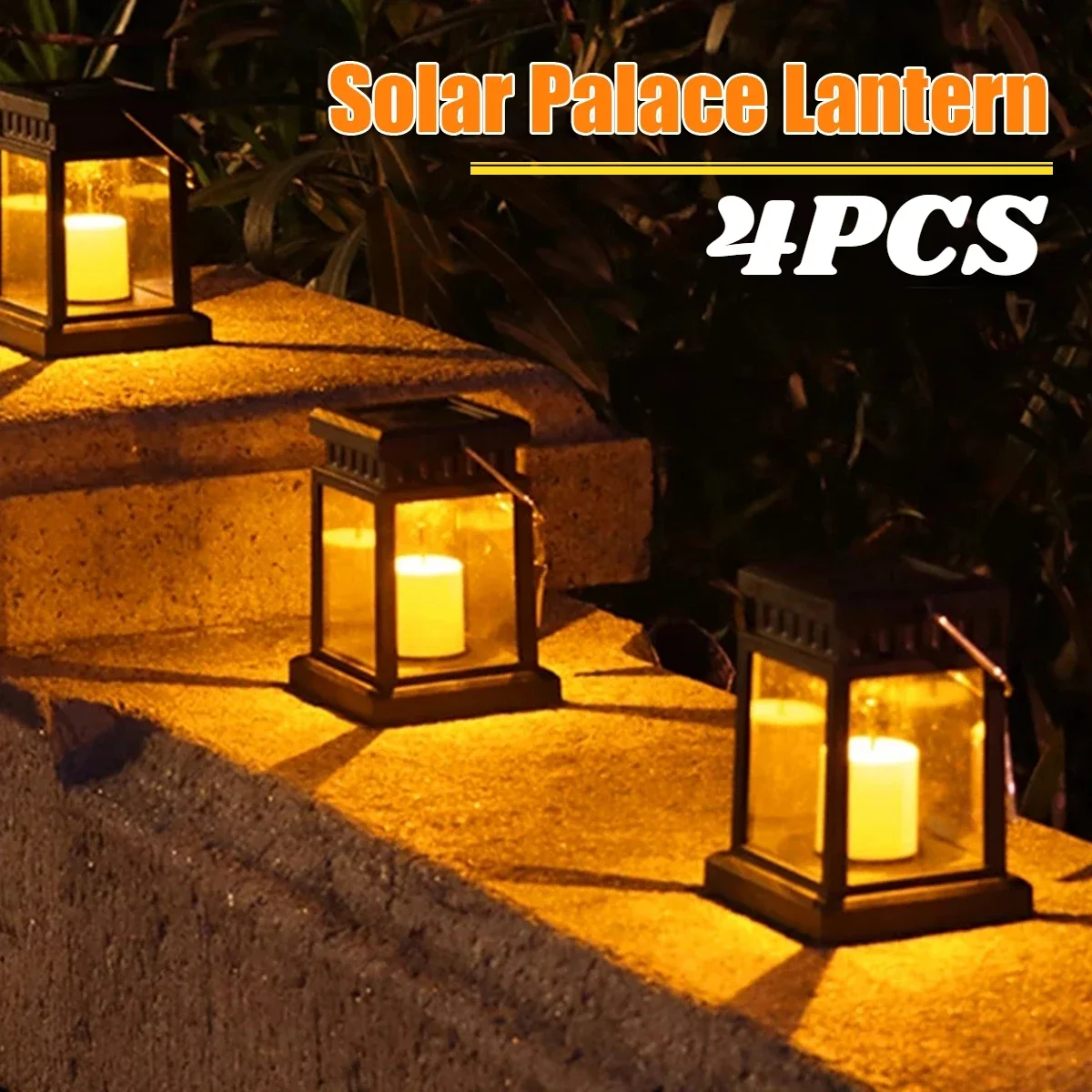 LED Retro Solar Lawn Lamp Flickering Hanging Lantern Candle Bright Pathway Garden Outdoor Palace Decoration Waterproof Light