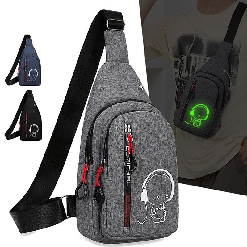 With Night Light Men'sChest Bag Casual Fashion Shoulder Crossbody Bag Outdoor Small Backpack