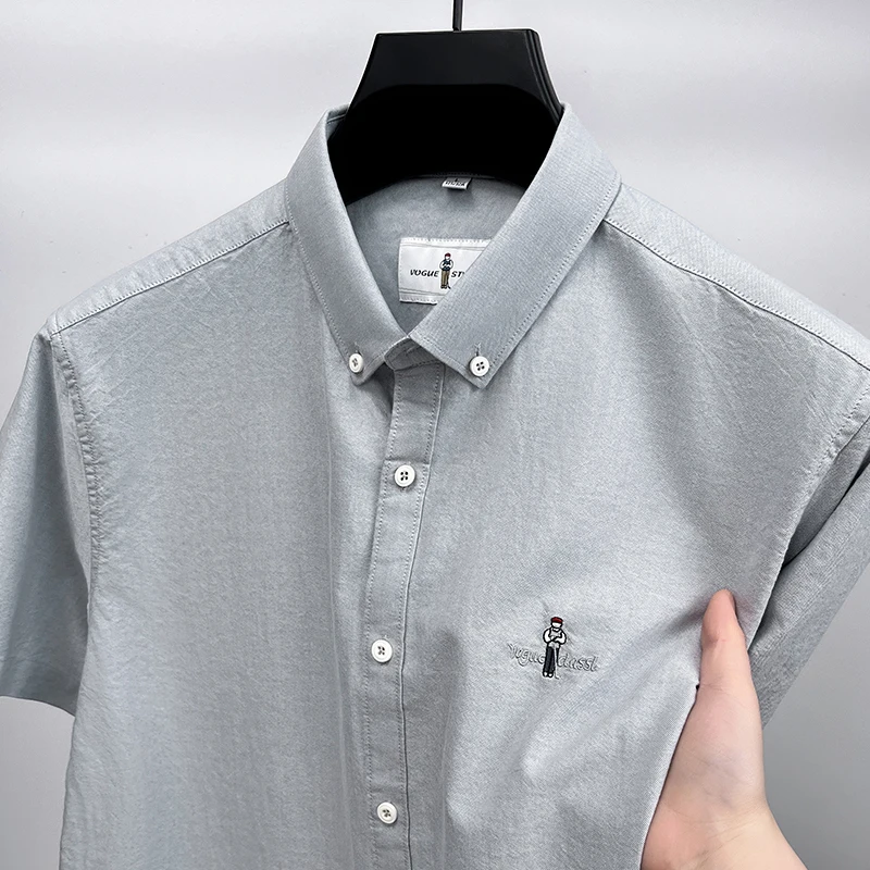 Hot Sale Luxury Brand New Men's Shirt Lapel Cartoon Men Embroid Short Sleeve 100Cotton T-shirt Casual Fashion Trend Menswear Top