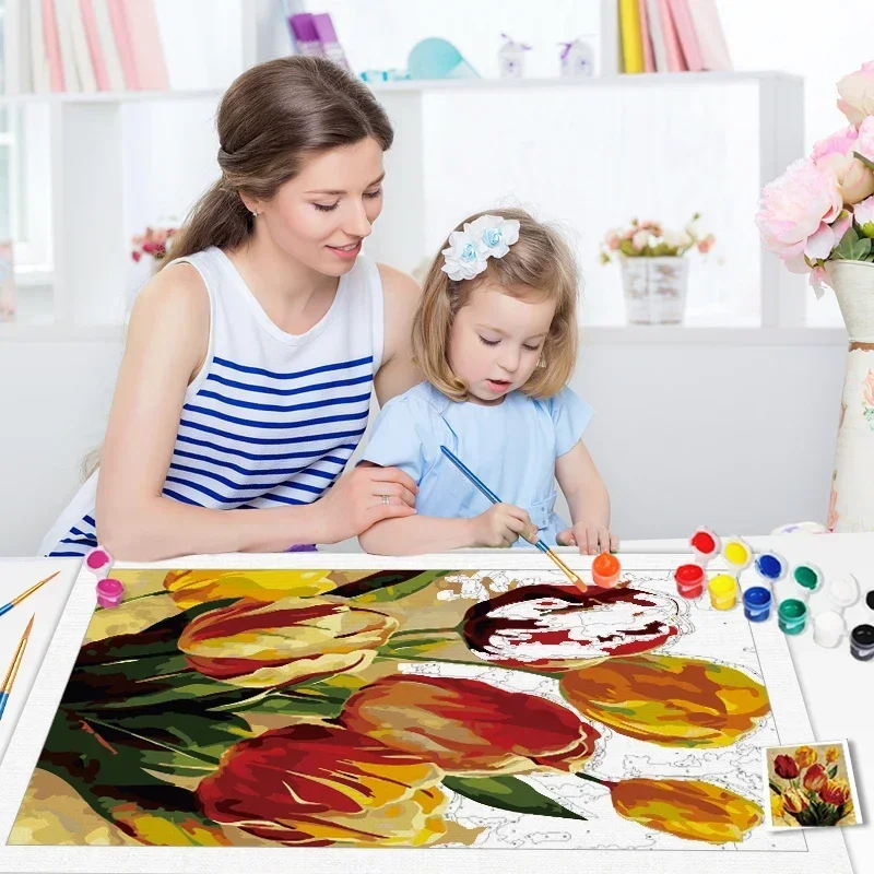 133218 Flower lily DIY Painting By Numbers HandPainted Oil Painting Canvas Colouring Home Decor Gift